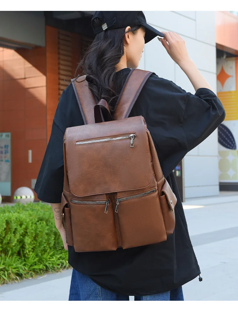 Trendy Large Capacity Student Backpack Casual Commuter Water-resistant Unisex Schoolbag Simple Personality Backpacks