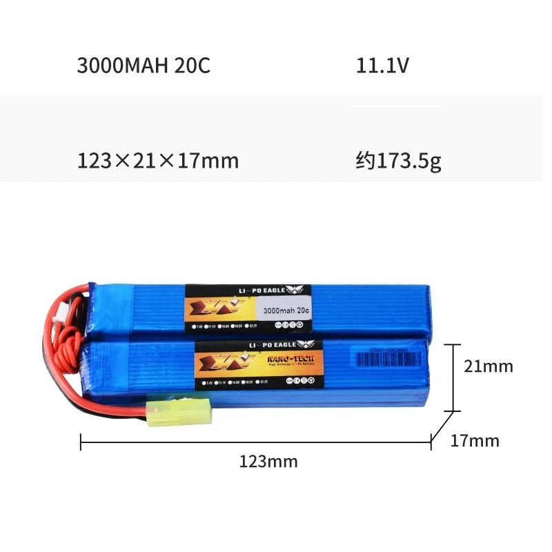 Imagem -02 - Lipo Bateria 20c para Airsoft Pistola de ar Elétrica Água Gel Bola Armas Bateria com Pequena Tamiya sm Deans t Plug 11.1v 3000mah