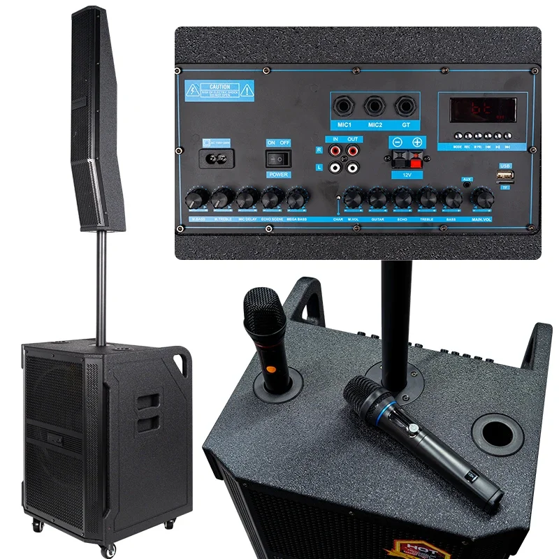 Portable Professional Ative Column Speakers Pa Sound System Church Dj Bars Outdoor 15 Inch Column Array Speaker With Microphone