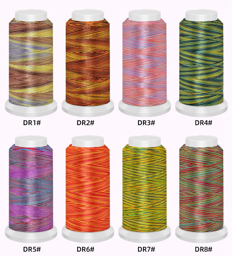 

Colourful Gradient Embroidery Thread 75D/2 Section Dye Tassel Thread Twisted Strand Sewing Thread Knitting Jewellery Thread