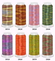 Colourful Gradient Embroidery Thread 75D/2 Section Dye Tassel Thread Twisted Strand Sewing Thread Knitting Jewellery Thread