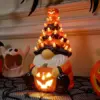 8.5 inch Tall Halloween Decoration Pumpkin Gnome Ceramic Tree with Build-in LEDs Tabletop Decor for Halloween Indoor Party Supplies Decoration, Battery Operated, Home Party Decors 1