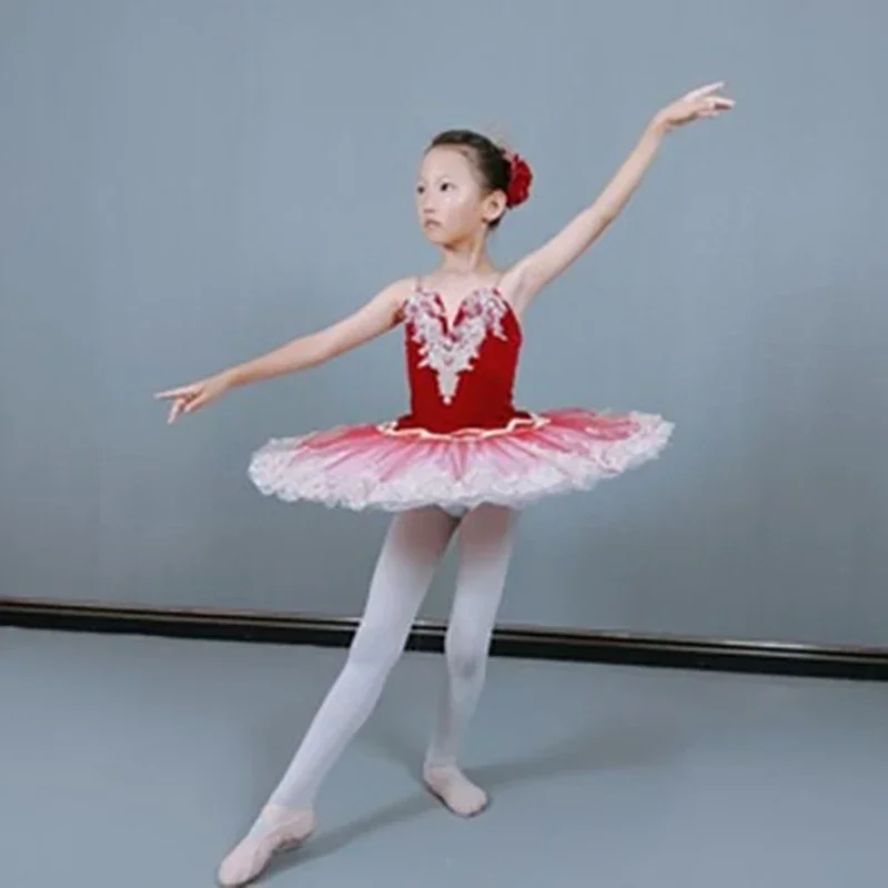 Adult Kids Red Professional Ballet Tutu Dress Classic Ballerina Ballet Dance Costume Pancake Platter Tutu Women Girl Party Dress