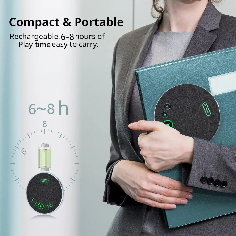 360° Sound Pickup Wireless Speakerphone, AI Noise Cancelling for 8-12 People, 8 Hours Talk Time view 6