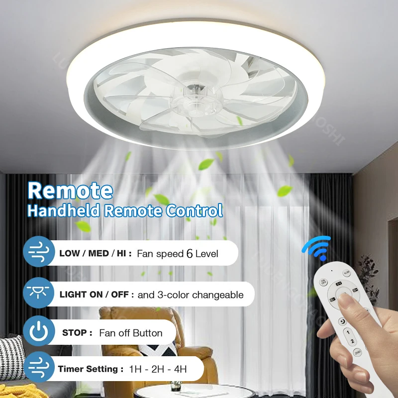 

LED Ceiling Fan Light Simple and Cool Style Remote Control with Infinite Dimming 6 Levels of Wind Speed Living Room Bedroom