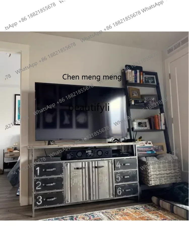 

ss7486 LOFT Industrial Style Sideboard Iron Locker Tea Table Vintage Distressed Restaurant Equipment Sideboard Cupboard Wine Cab