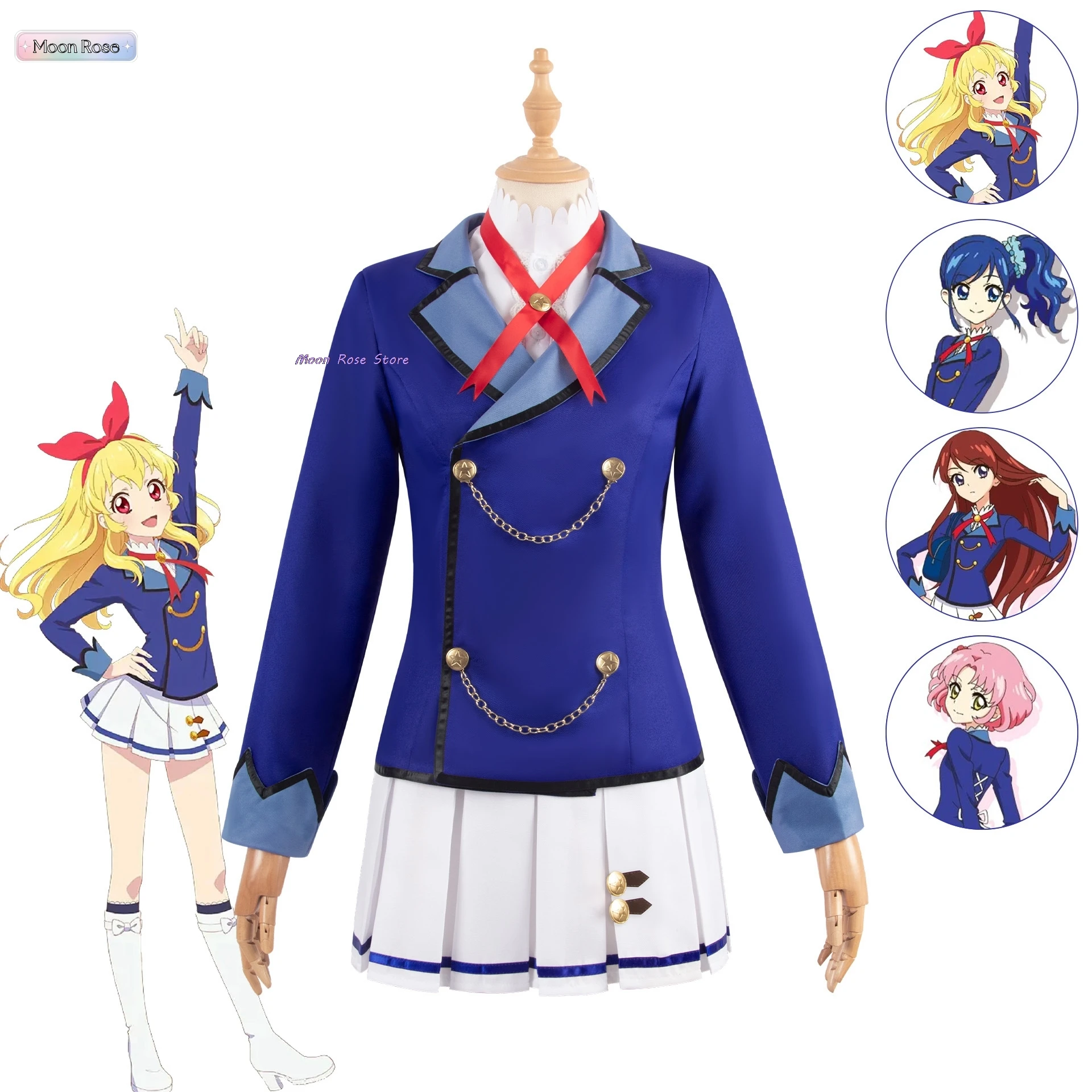 Anime Aikatsu！Hoshimiya Ichigo Shibuki Ran Kiriya Aoi Cosplay Costume Starlight School JK Campus Uniform Wig Woman Kawaii Suit