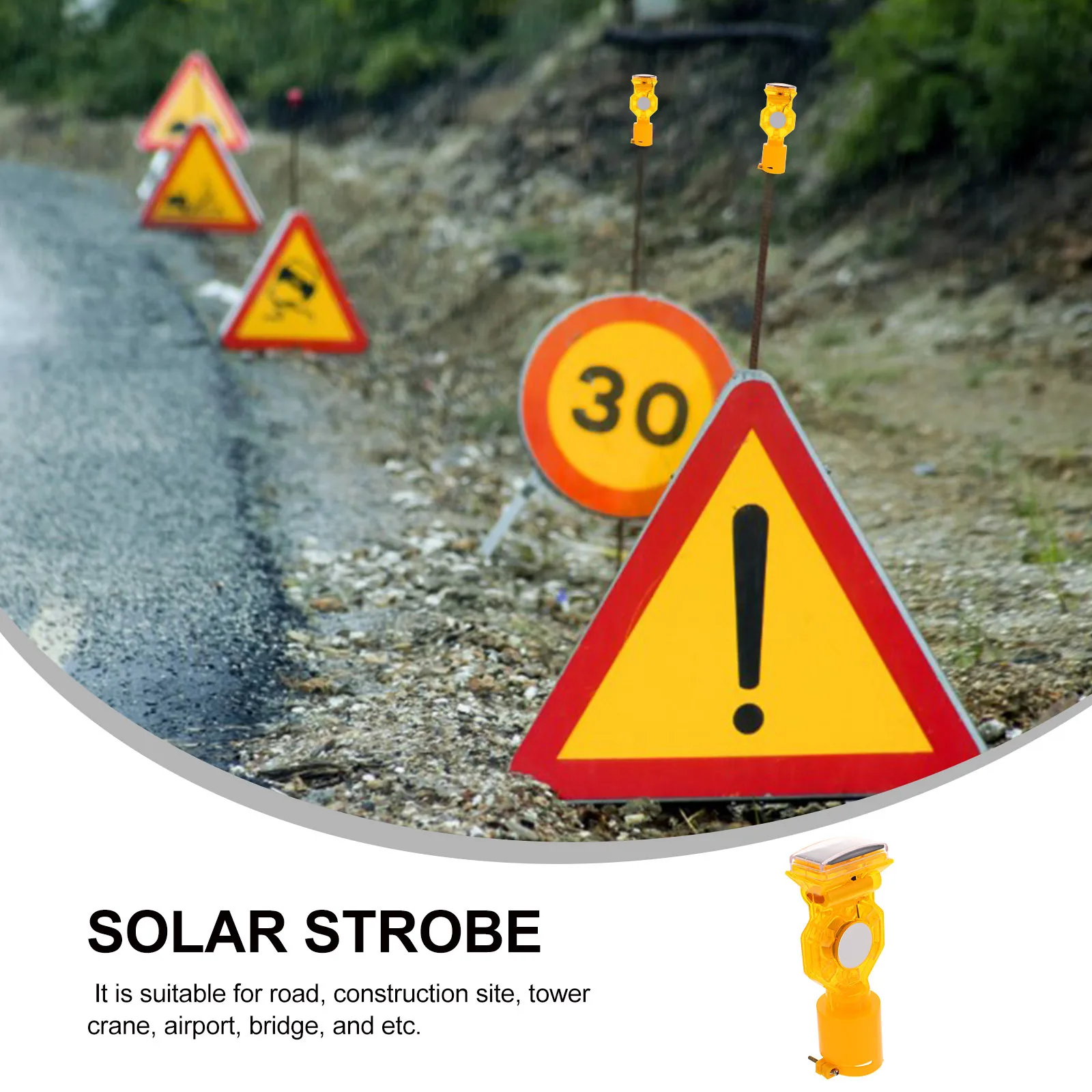 Solar Emergency Strobe Light Warning Traffic Beacon Lights Road Flashing Beacons