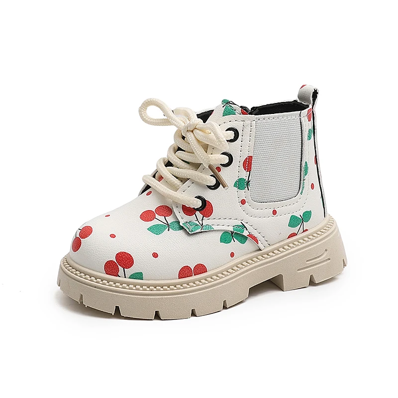 Autumn New Baby Colorful Print Short Boots Boys Girls Candy Color Ankle Boots Children Single Leather Boots