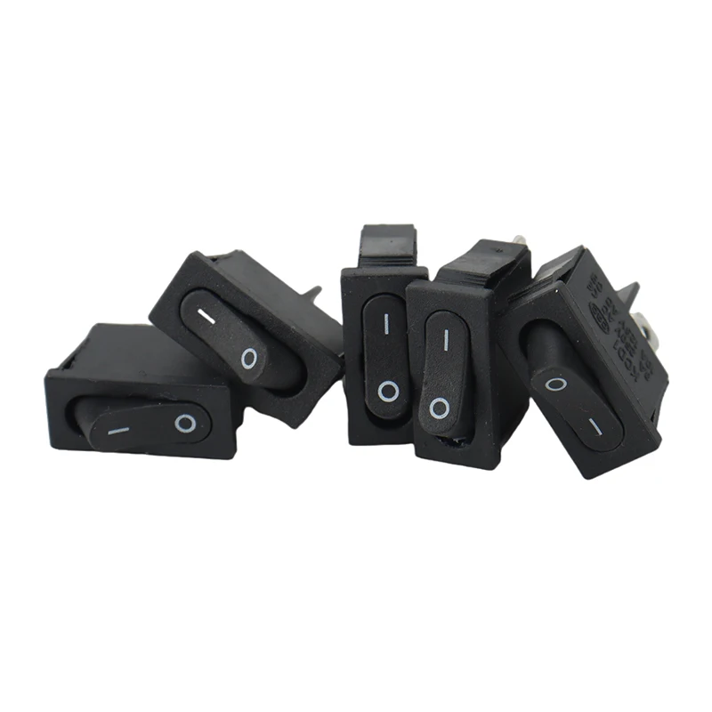 5Pcs 10x22mm KCD1-110 Black Super Thin Rocker Switch NO/OFF 2 Pin Small Instrument Power Switch