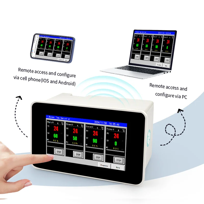 MF43HYC-652A wifi HMI touch screen 4 channels pid temperature controller with data record function