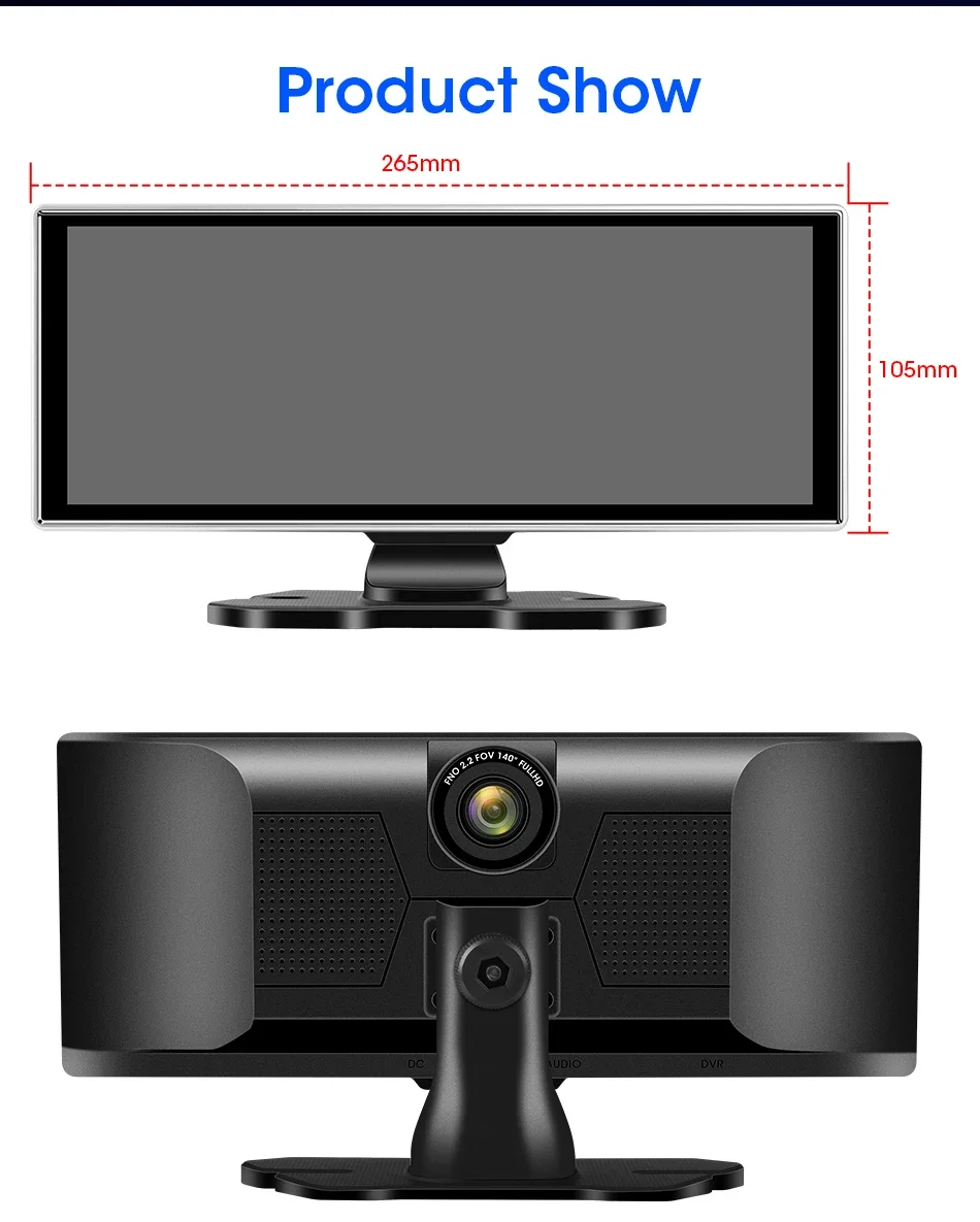 11,26 Zoll Dash Cam 4K Auto DVR Wireless Carplay & Android Auto GPS Navigation Video Recorder Dashboard Dual Objektiv Wifi AUX FM – Detail 25