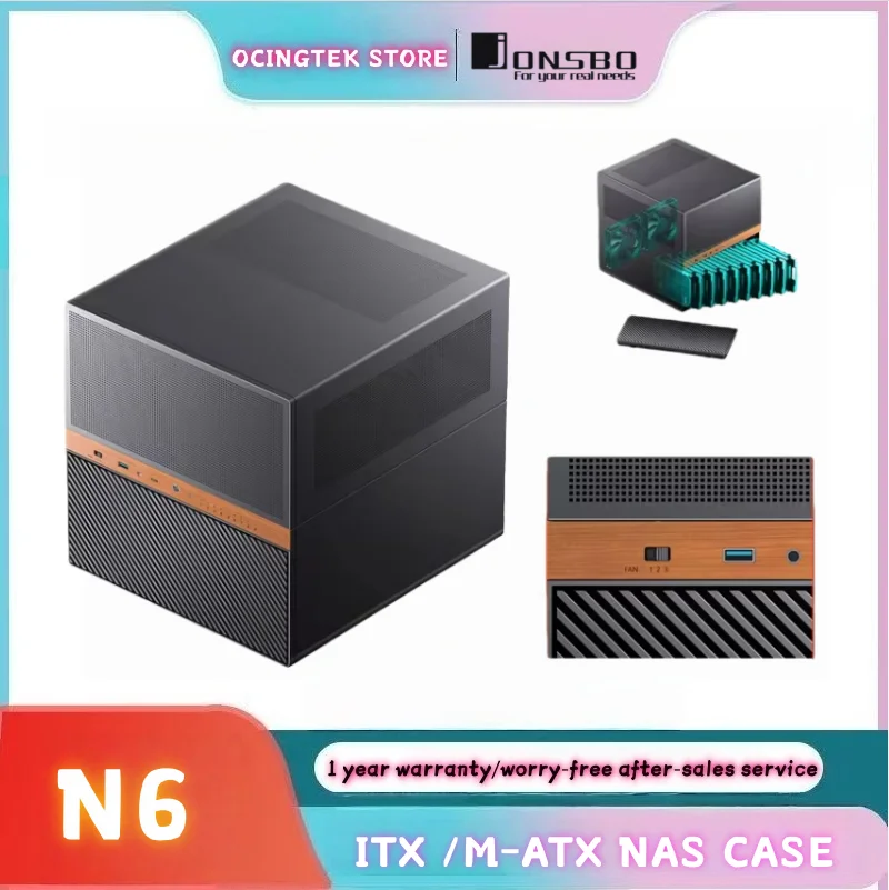 JONSBO N6 MATX NAS Network Storage Server Chassis 9 Drive Slots Dual Power Supply Support 240 Water Cooling