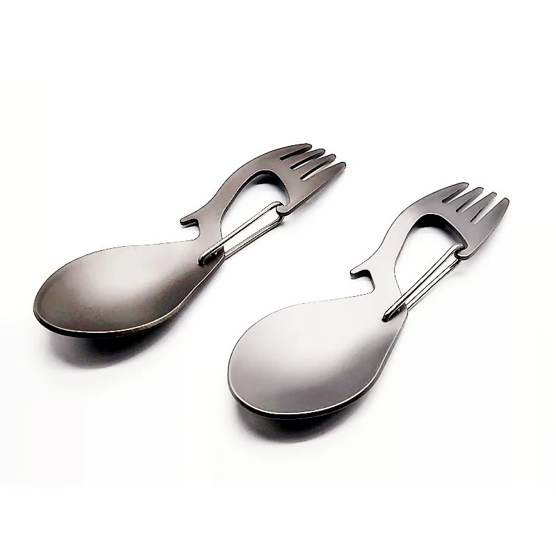 Multi-Functional Outdoor Camping Spoon Titanium Alloy Ultra-Light Titanium Tableware For Picnic Bbq Portable Food Forks