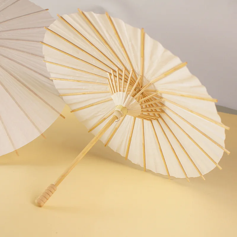 30pcs/lot Chinese Craft Paper Umbrella for Wedding Photograph Accessory Party Decor White Paper Long-handle Parasol