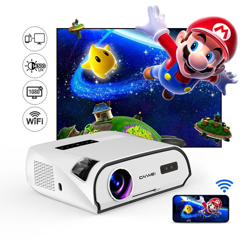 CAIWEI Full HD  4k Projectors Smart Daytime Use Portable Projector  Home Android Projector