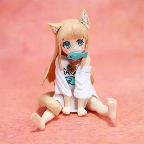 Kawaii Kattöra Flicka Kinake Anime Figur Actionfigur Tecknad Flicka Modell Staty Samling Skrivbordsdekoration Ornament Leksaker Present 10 best sales neko bågfigur - №6