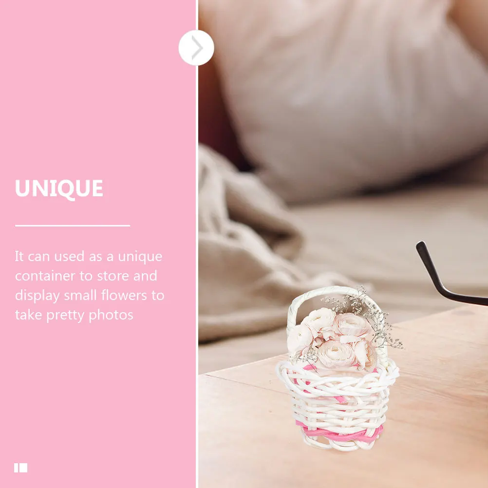 15 szt. Mini Koszyki z Rattanu, Przenośne, Plecione, Pojemniki na Cukierki, Ręcznie Robione, Rustykalne Dekoracje, Małe Koszyki na Kwiaty na Biurko, Mini Koszyki Plecione