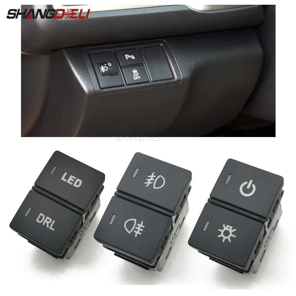 Luz LED de doble tecla para coche, interruptor de Radar, luz antiniebla delantera, botón de calefacción del volante para Honda CRV URV AVANCIER CITY, accesorios