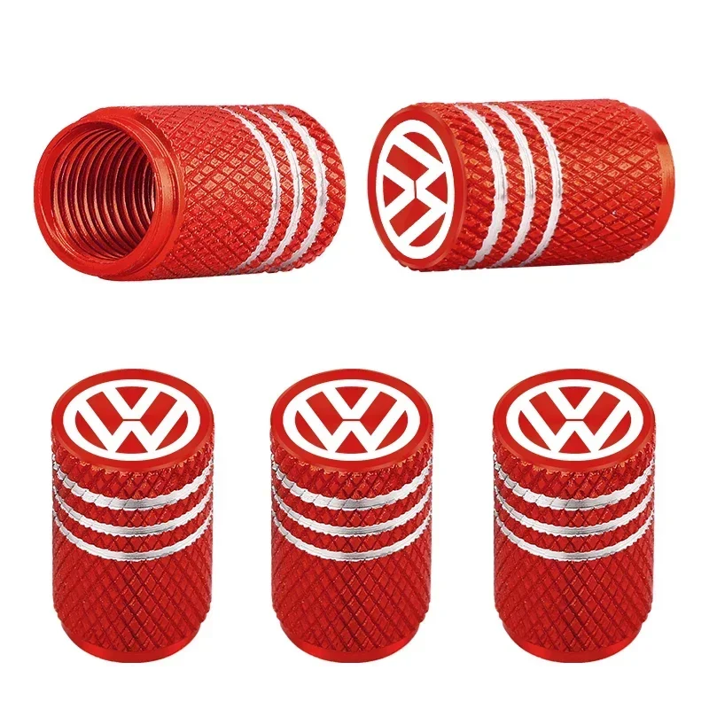 5Pcs Car Tire Valve Stems Cap Aluminum Tire Wheel Stem Air Valve Cap For Volkswagen GOLF MK6 Polo Tiguan VW GTI CADDY PASSAT