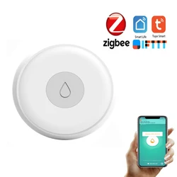 Tuya Zigbee Water Leak Sensor, Detector de inundações sem fio, Ligação de água, Monitoramento Remoto, Alarme, App