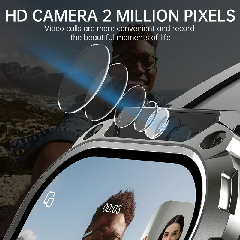 Q80 Męski Smartwatch z 1,95-calowym wyświetlaczem HD, WiFi 5G, Monitorowaniem Zdrowia i Aktywności Fizycznej, Bateria 750mAh, Wodoodporny, Kompatybilny z Apple i Androidem