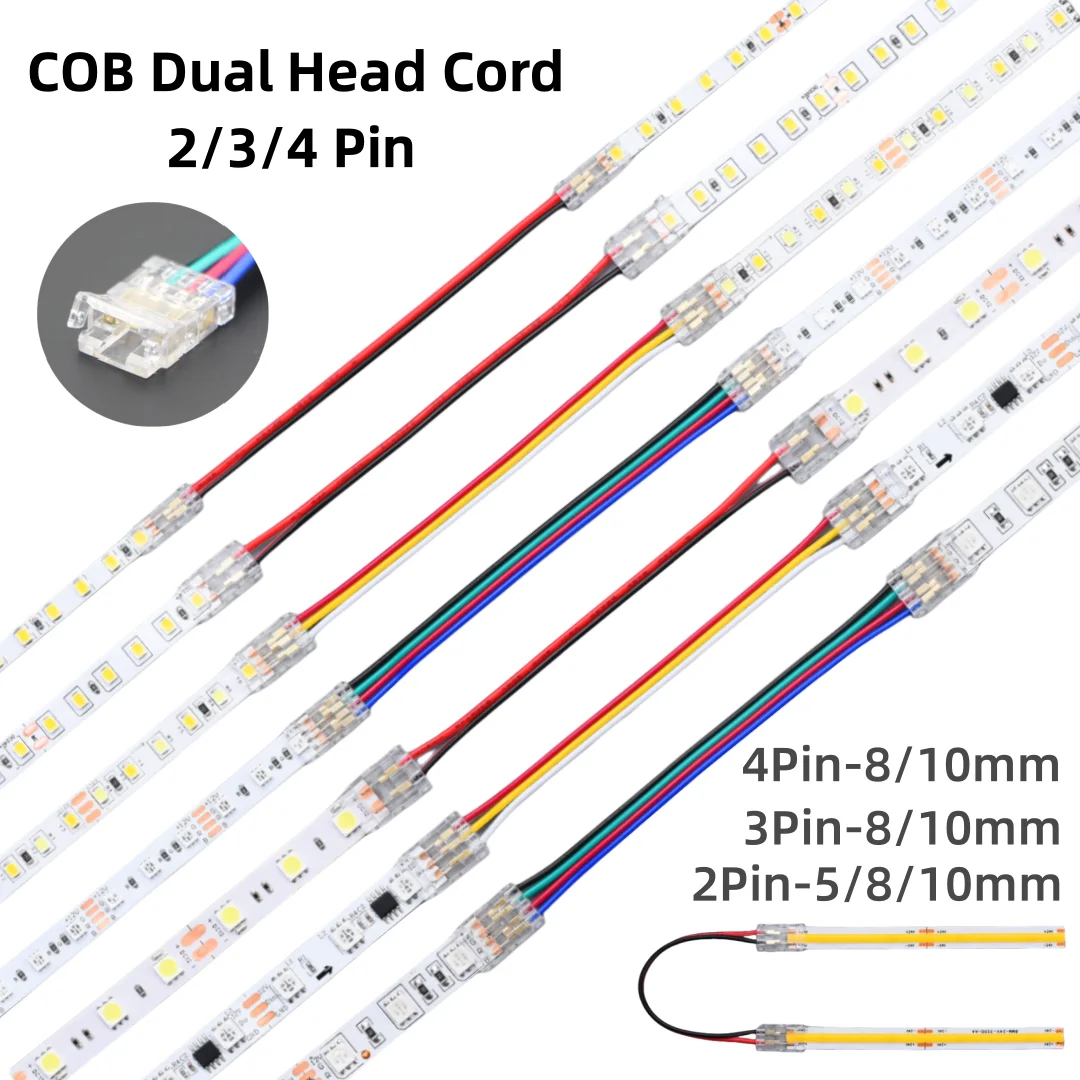 5/10/30/50Pcs 2pin 3pin 4pin SMD Cob connettori 5mm/8mm/10mm connettore a doppia testa con cavi strisce Led angolari facili senza saldatura