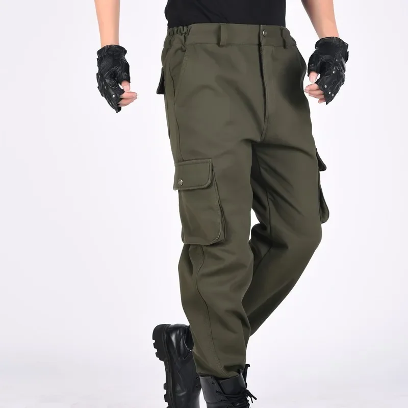 

Plus Velvet Thicken Warm Multi-pocket Overalls Men Winter Outdoor Hunting Hiking Wearproof Army Training Tactical Cargo Pants