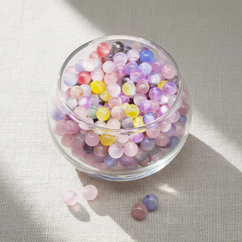 10Pcs UV Reactive Resin Cat Eye Beads 10mm DIY Jewelry Making Supplies Bracelet Necklace Earring Charms Findings