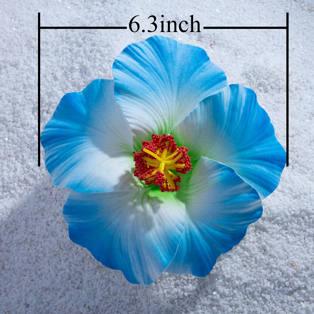 11Pcs 6.3 Inch Large Hibiscus Foam Flower Hair Pick Hula Dancer Headwear Luau Beach Wedding Hawaiian Party Hair Accessories