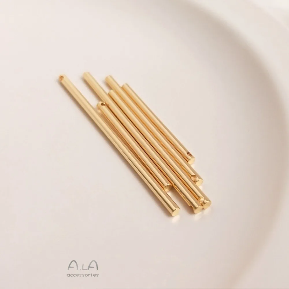 14K الذهب اللون حفر جولة مستقيم عصا معلقة عصا كلمة واحدة قلادة أقراط قلادة قلادة DIY الملحقات #3