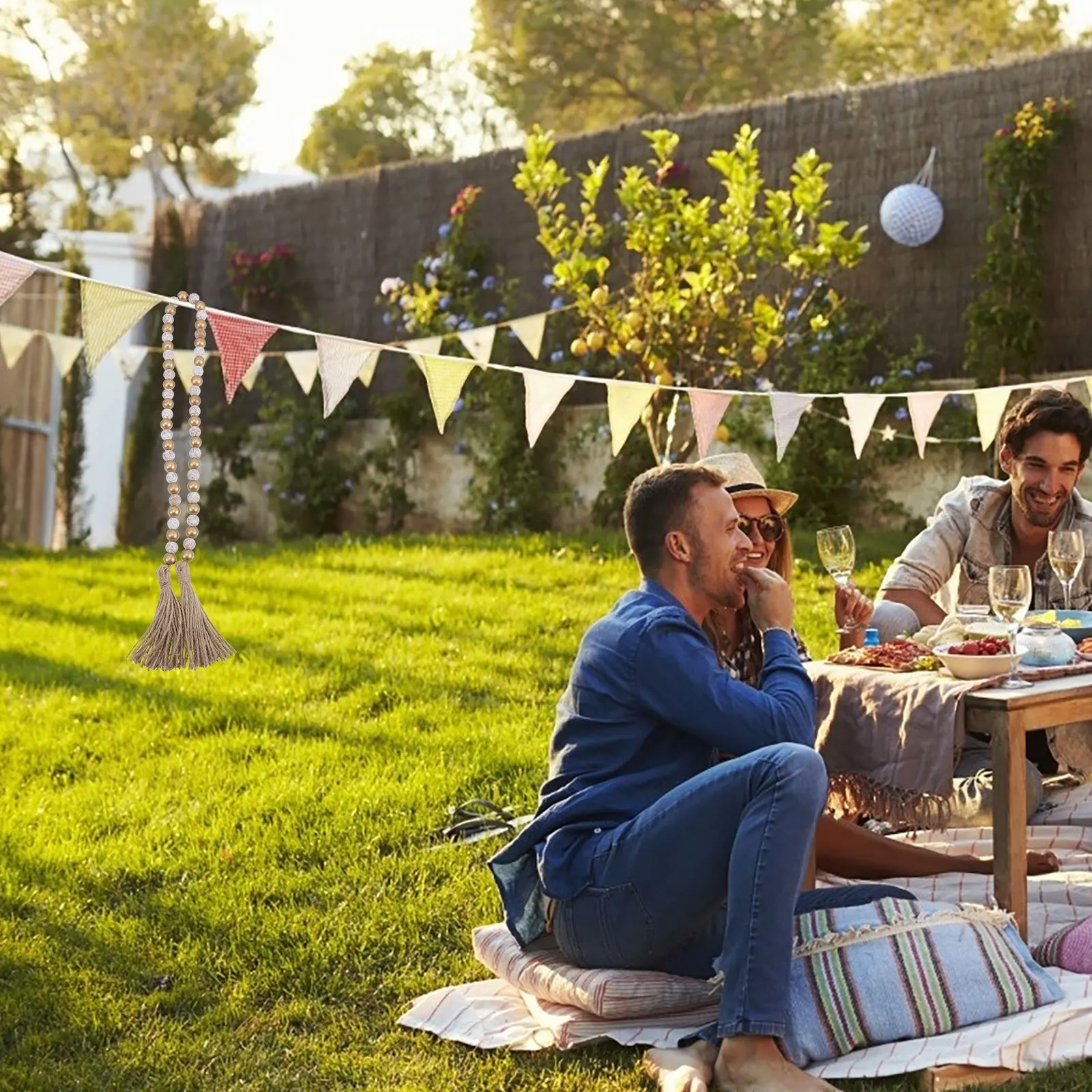 

Wooden Beads Garland Tassels Rustic Country Farmhouse Long Beaded Garland Decor Hanging Farmhouse Beads Beaded Garlands