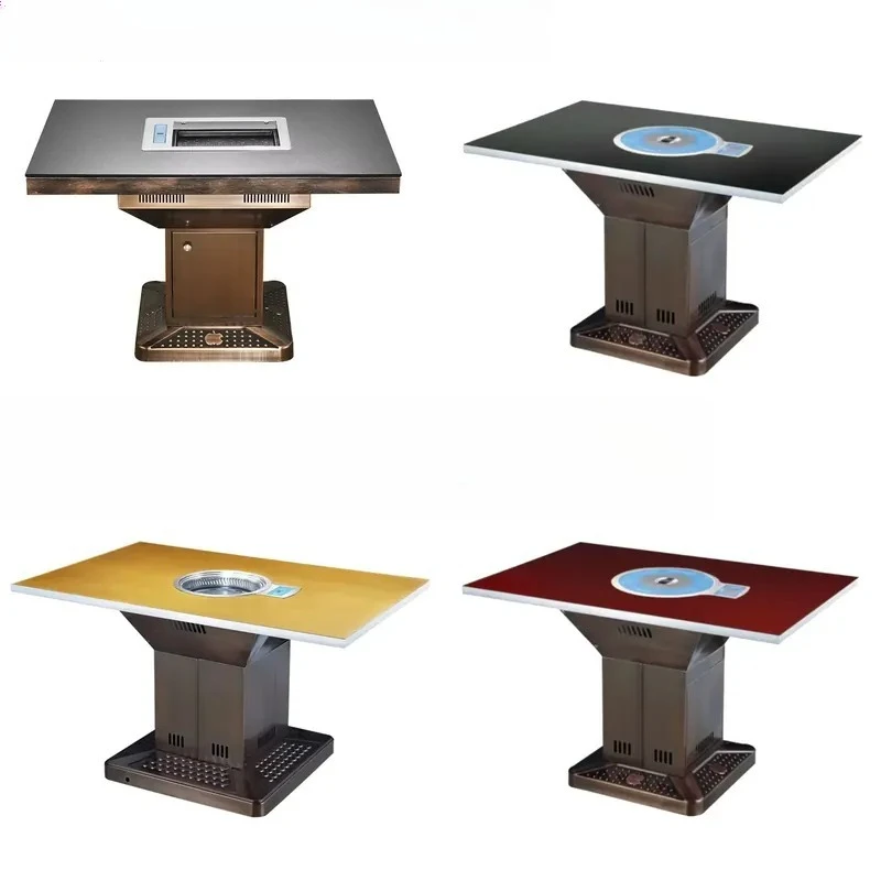 Commercial Electric Hot Pot Table Set Indoor Outdoor Non Smoking Restaurant Furniture Korean BBQ Grill