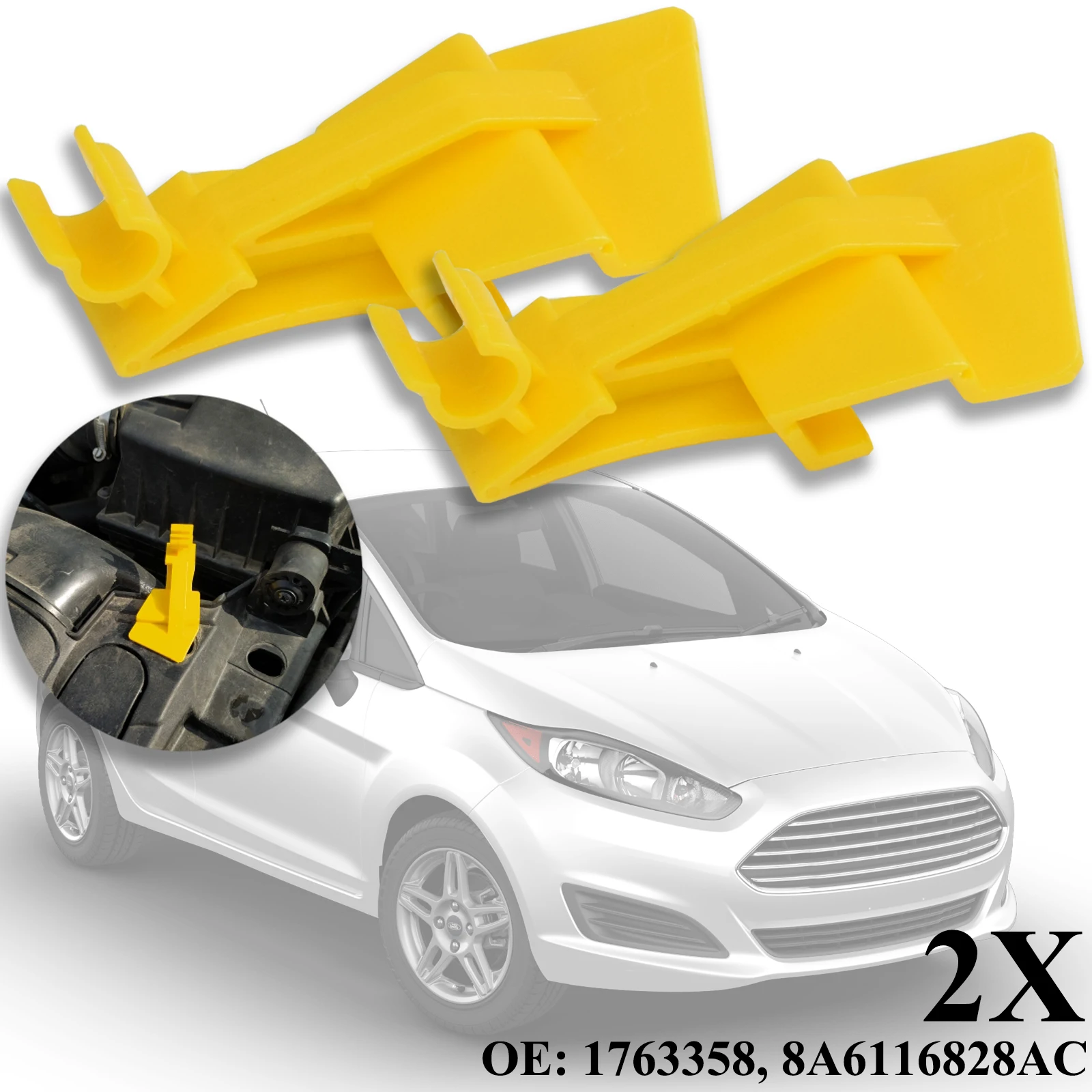 

2x Bonnet Hood Rod Stay Support Prop Clip Clamp For Ford Fiesta MK6 2011-2019 Ecosport BK 2012-2021 Courier 2014-2021