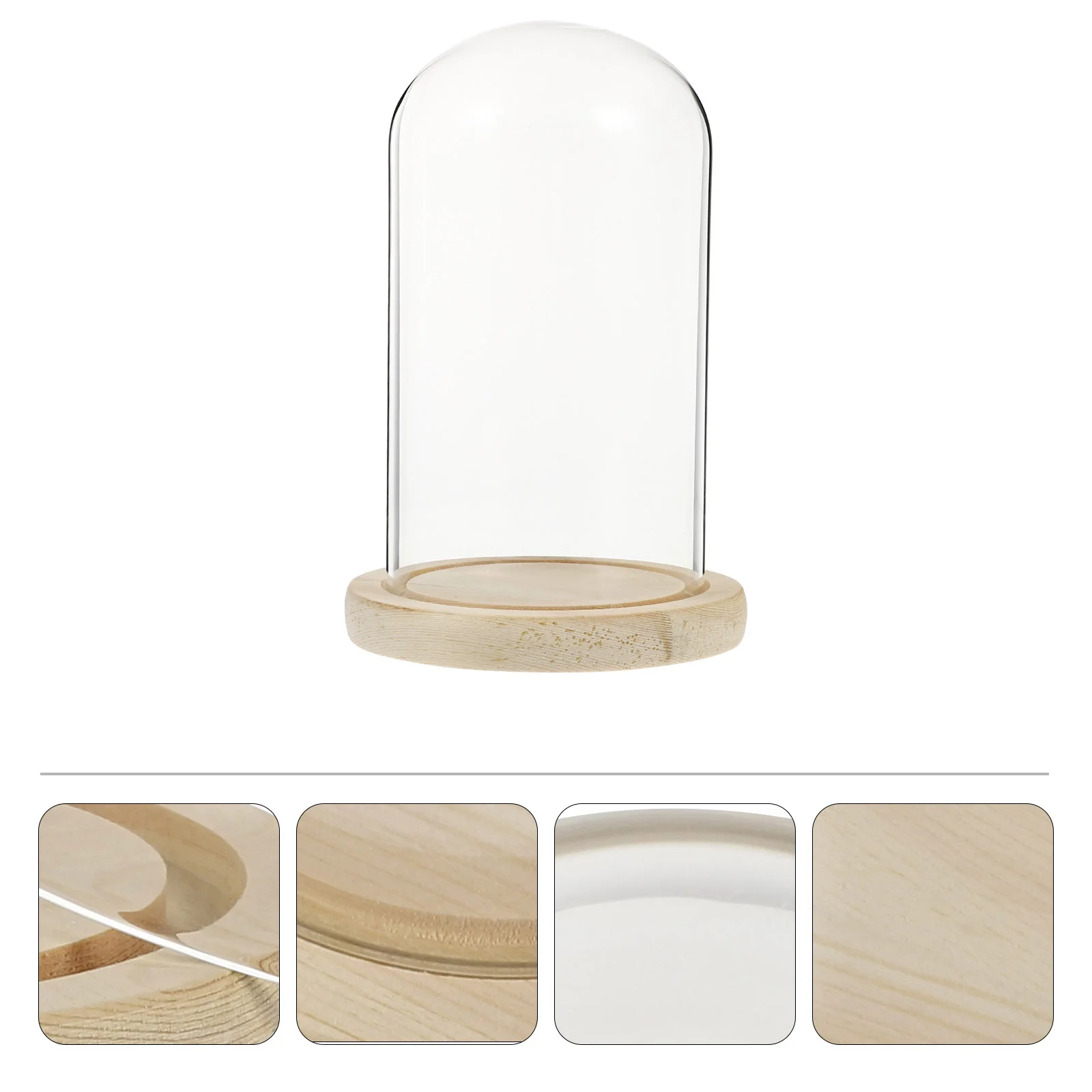 

1 set 1 Set Preserved Flower Glass Cover Wooden Base Decorative Dome Eternal Flower Display Case Tabletop Shelf Micro Landscape