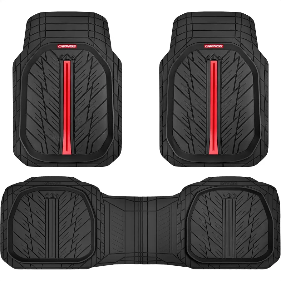 

Tire Tread DeepDish Rubber Floor Mats for car Heavy Duty car mats All Weather Universal XLM Trim to Fit for Truck SUV Vehicle A