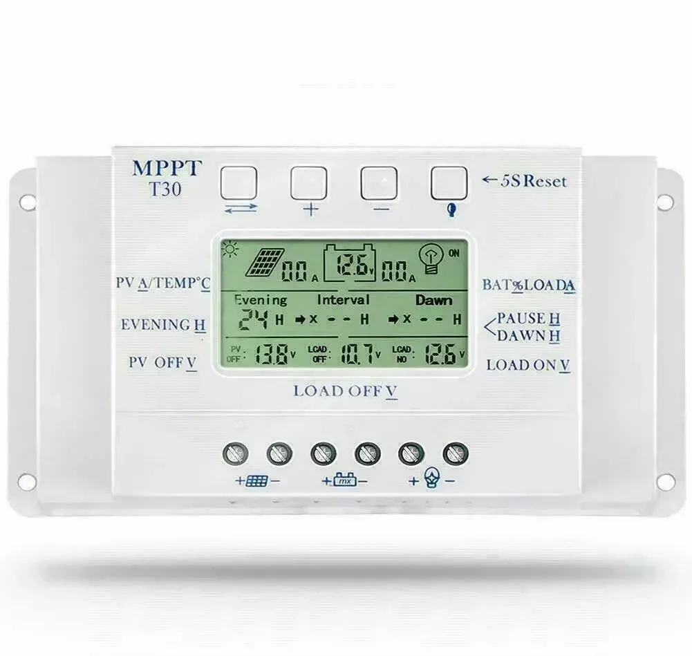 Morning Light Function 12V/24V Solar Controller MPPT Charge Controller Interval Rest Time Three-time Controller