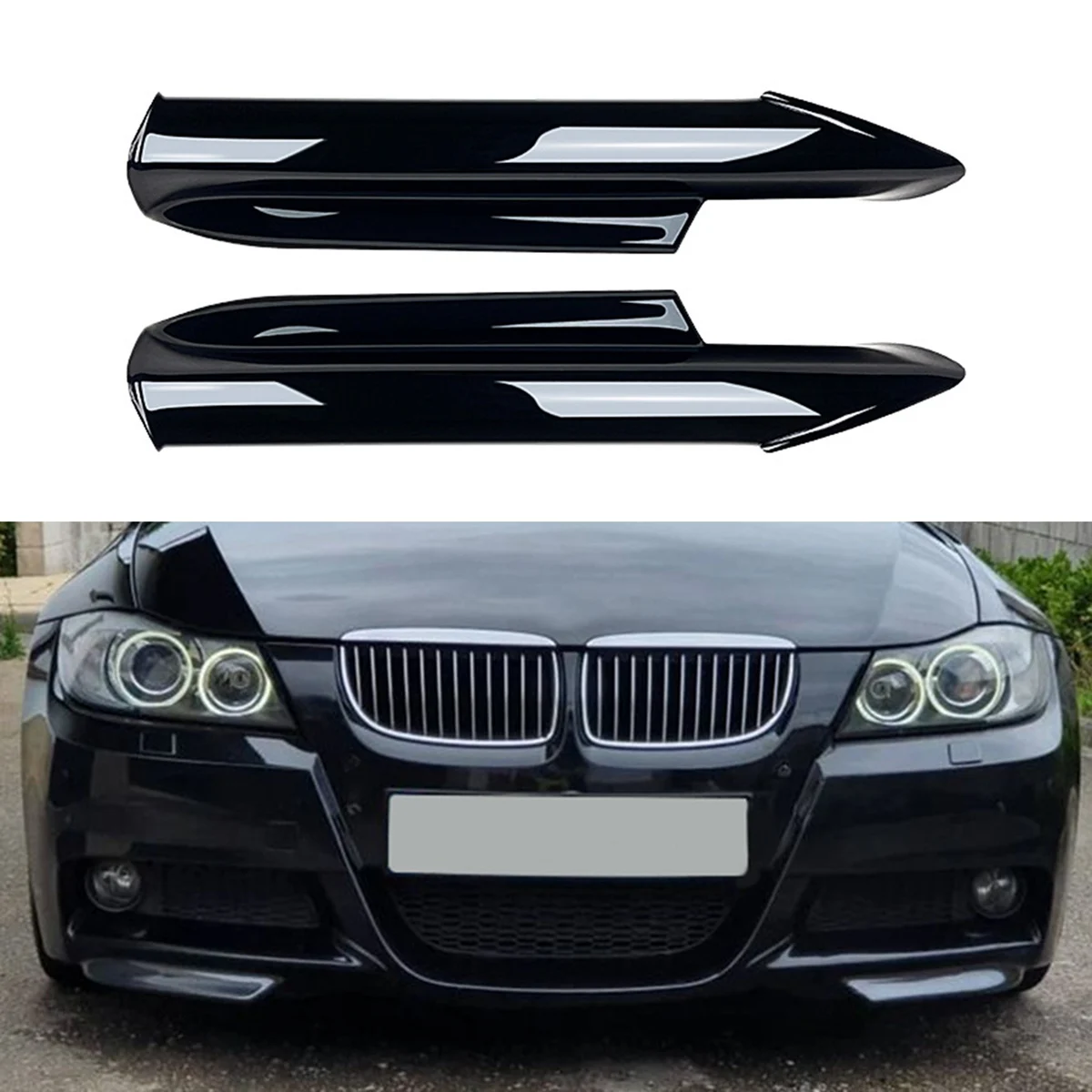 Protecteur de pare-chocs avant pour BMW Série 3, E90, E91, M-Module 320I, 330I, 2005-2008, Diffuseur d'angle, Mathiateur, Spomicrophone, Noir