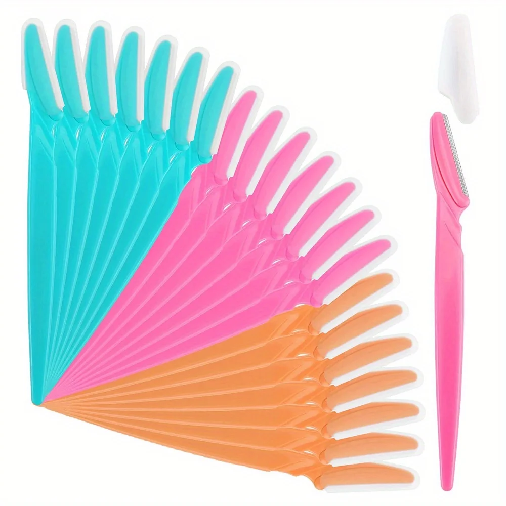 Ensemble de rasoirs à sourcils pour femmes, 21 pièces, épilateur Facial, outil de Dermaplaning avec couvercle de précision, 3 couleurs