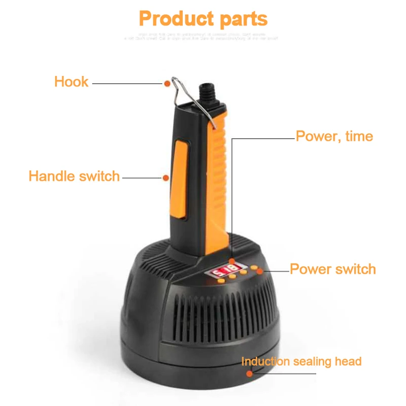 المحمولة الكهرومغناطيسية زجاجة آلة الختم ، يده التعريفي السدادة ، الألومنيوم احباط غطاء ، قارورة بلاستيكية ، 20-100 مللي متر ، 20-130 مللي متر