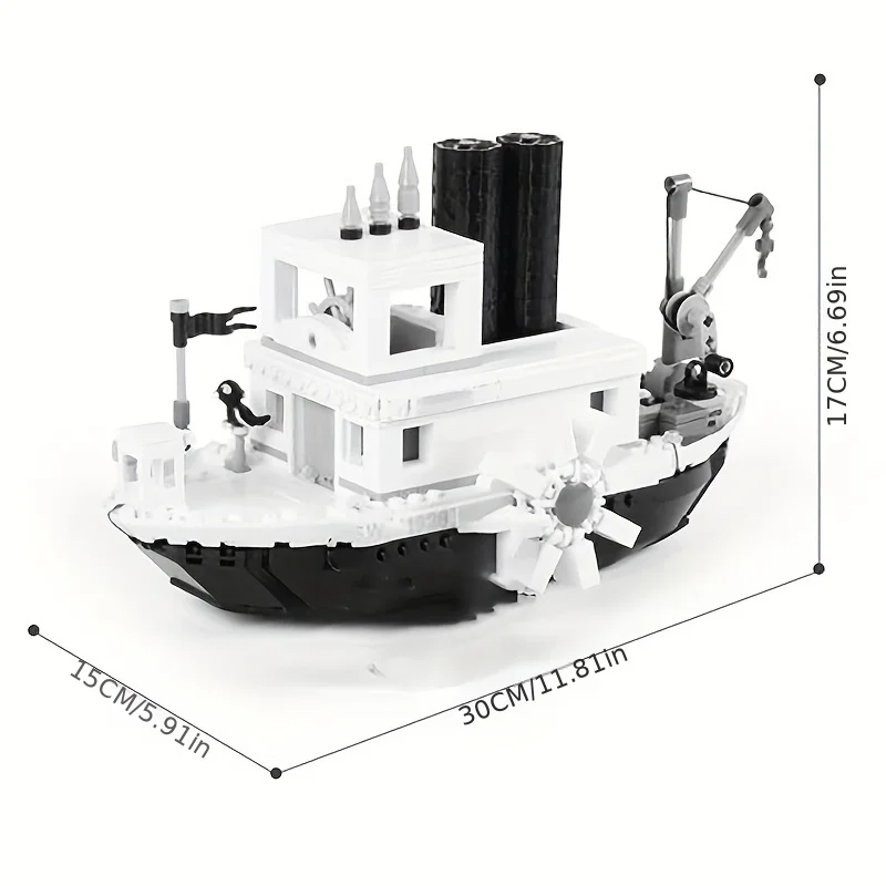 Bloques de construcción lepins para niños, juguete de ladrillos para armar barco de vapor Willie, serie MOC, ideal para regalo, código 751, compatible con LJ99018, compatible con 21317 y 6011