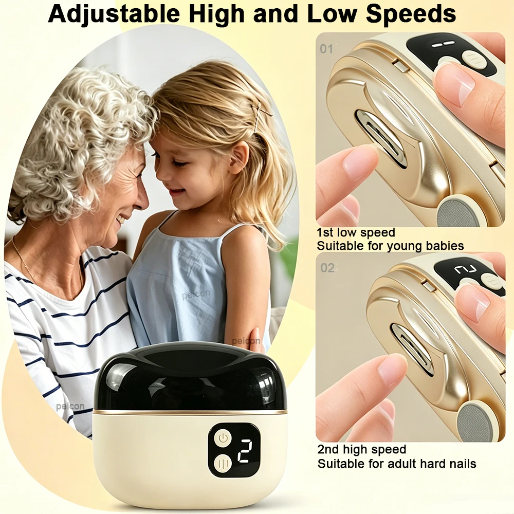 Electric Nail Clipper Rechargeable Automatic 2-in-1 Nail Clipper with LED Light Mini Electric Nail Trimmer for Nail Care view 6
