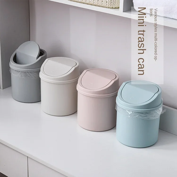 Desktop trash can Household living room plastic small covered mini table with creative cover trash can table