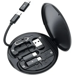 Portable Multi-functional Data Cable Storage Box, 60W Fast Charging Mobile Phone Holder, Charging Cable Set, Multi Head Adapter