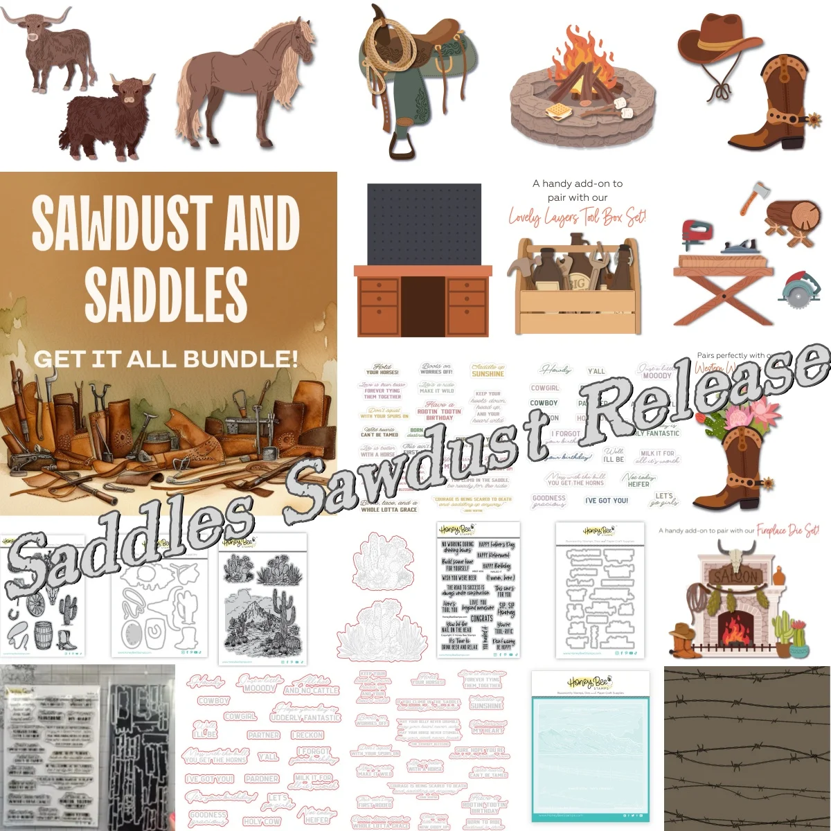 

2025 New Horse Hooves Horns Mini Desert Blooms Metal Cutting Dies Clear Stamps Stencil Hot Foil for DIY Making Card Scrapbook