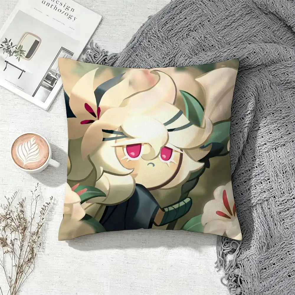 Run Kingdom White lily C-Cookie  Square Double-Sided Printed Pillow Case Sofa Cushion Cover Bedroom Bedside Decor
