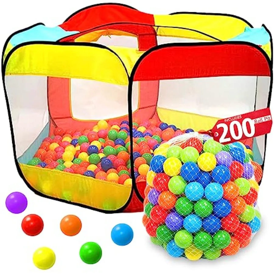 

Ball Pit Pop Up Large Tent for Toddlers - Indoor and Outdoor Gift Toys for Infants Girls and Boys Baby Playpen with Zippered St