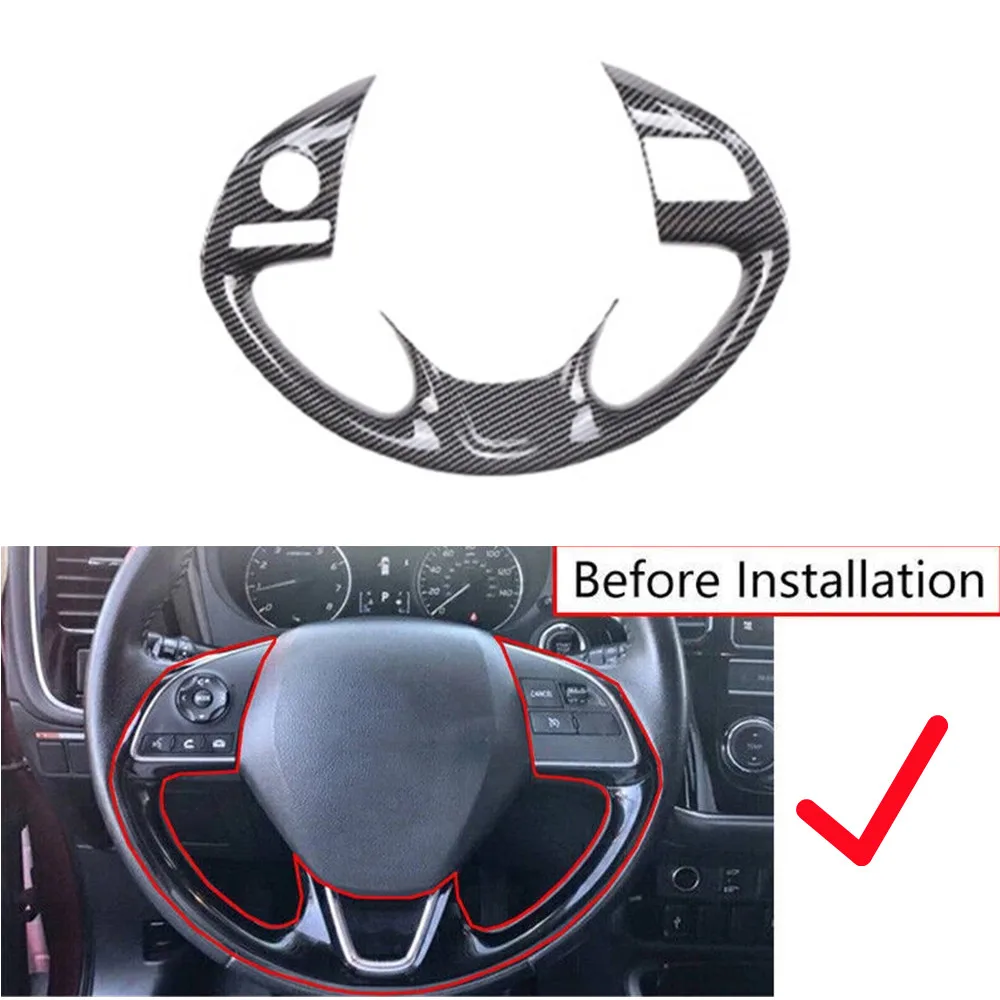 

Для Mitsubishi Outlander 2017-2021 автомобильная панель рулевого колеса, наклейка, декоративная накладка, аксессуары, АБС-пластик, углеродное волокно