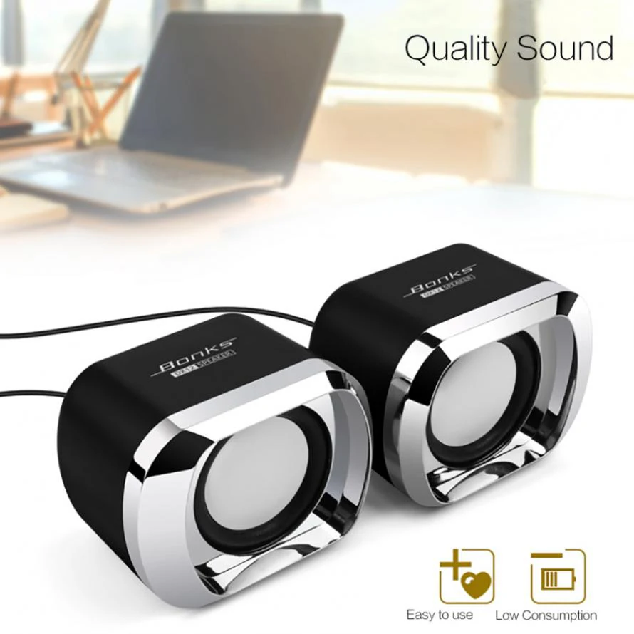 On sale Bonks High Power Full Range Stereo Subwoofer PC Speaker Portable Bass Music DJ USB Computer Speakers for Laptop Phone TV