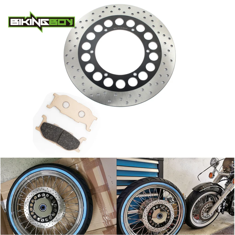 BIKINGBOY Front Brake Disc Rotor + Pads For V-Star XVS 650 Custom 97-00 Classic 98-10 Silverado 03-10 09 08 XV 535 Virago 95-99